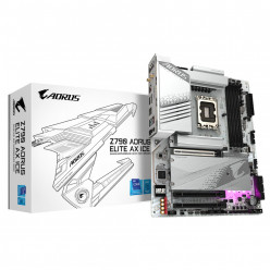 GIGABYTE Z790 AORUS ELITE AX ICE, Socket 1700, Intel® Z790 (14/13/12th Gen CPU), 19Phases, CPU graphics, HDMI, DP, Dual 4xDDR5-7600, 3xPCIe X16 5.0, 6xSATA3, RAID, 4xM.2 4.0, ALC1200/SPDIF, 2.5GbE LAN, WiFi6E / BT5.3, 1xUSB-C 3.2Gen2x2 , 3xUSB 3.2Gen2(2A+